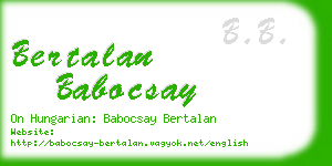 bertalan babocsay business card